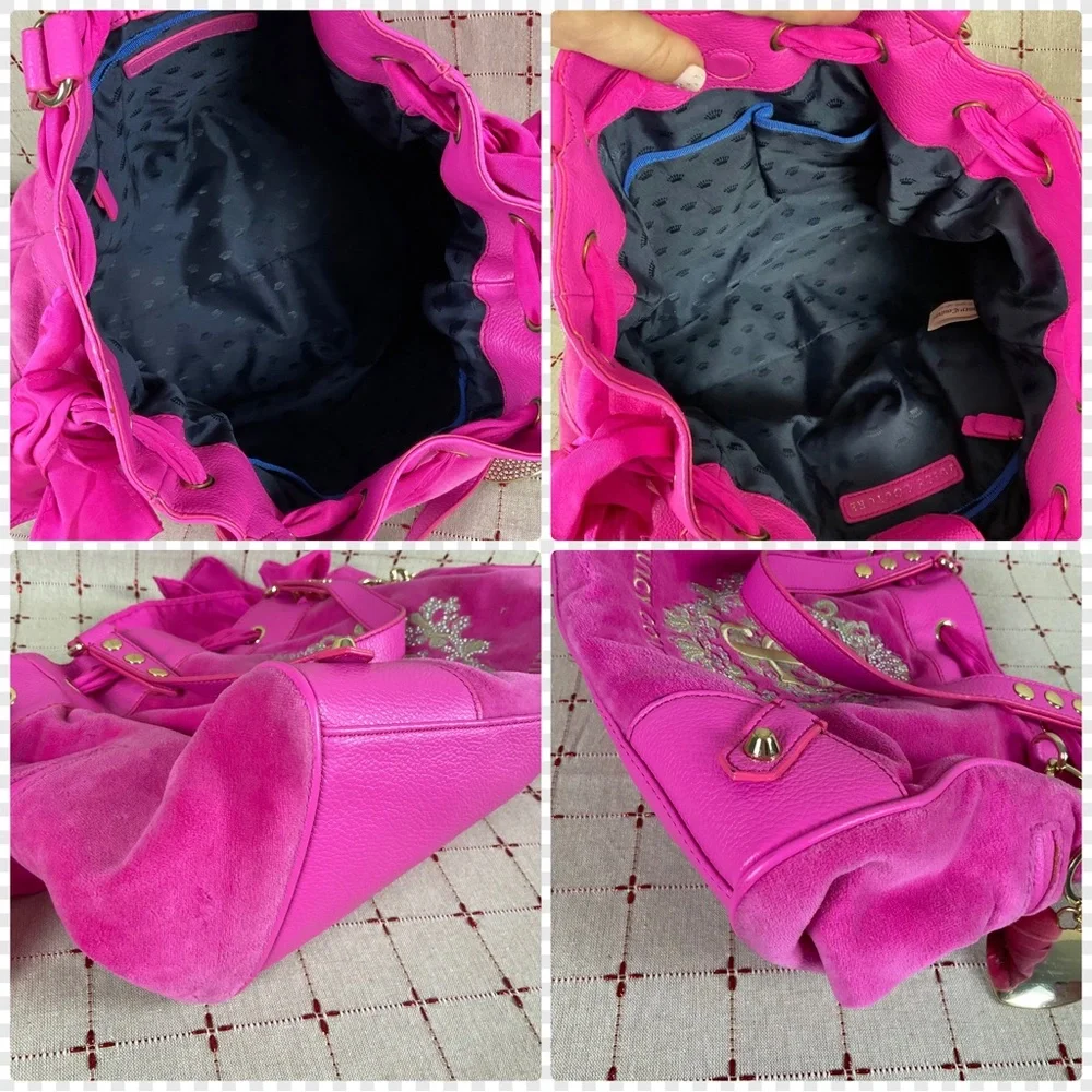 💖HP💖 Juicy Couture Hot Pink Snowflake Daydreamer Super Soft Velour Embroidered - Picture 11 of 15